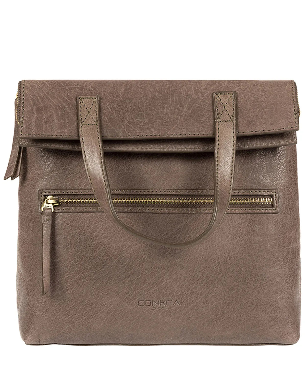 'Anoushka' Taupe Grey Leather Backpack