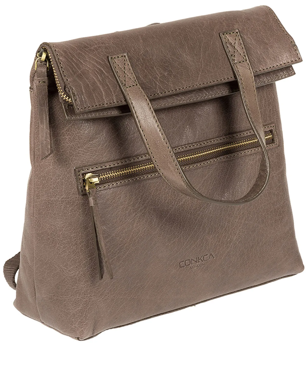 'Anoushka' Taupe Grey Leather Backpack