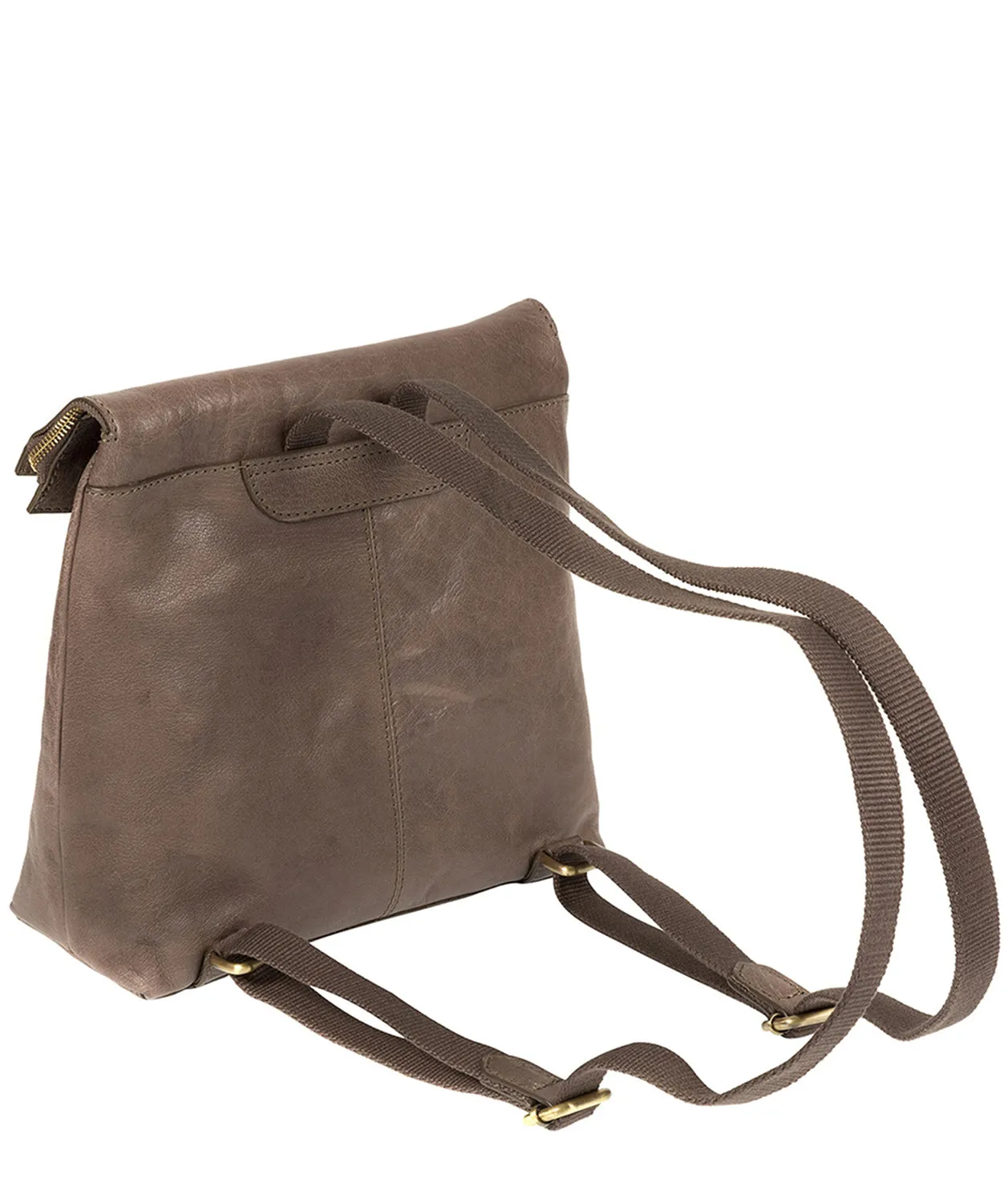 'Anoushka' Taupe Grey Leather Backpack