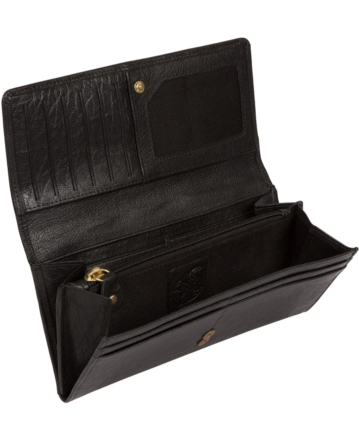 'Arabella' Black Tri-Fold Leather Purse