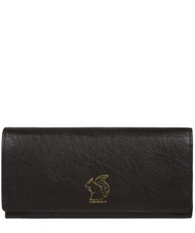 'Arabella' Black Tri-Fold Leather Purse