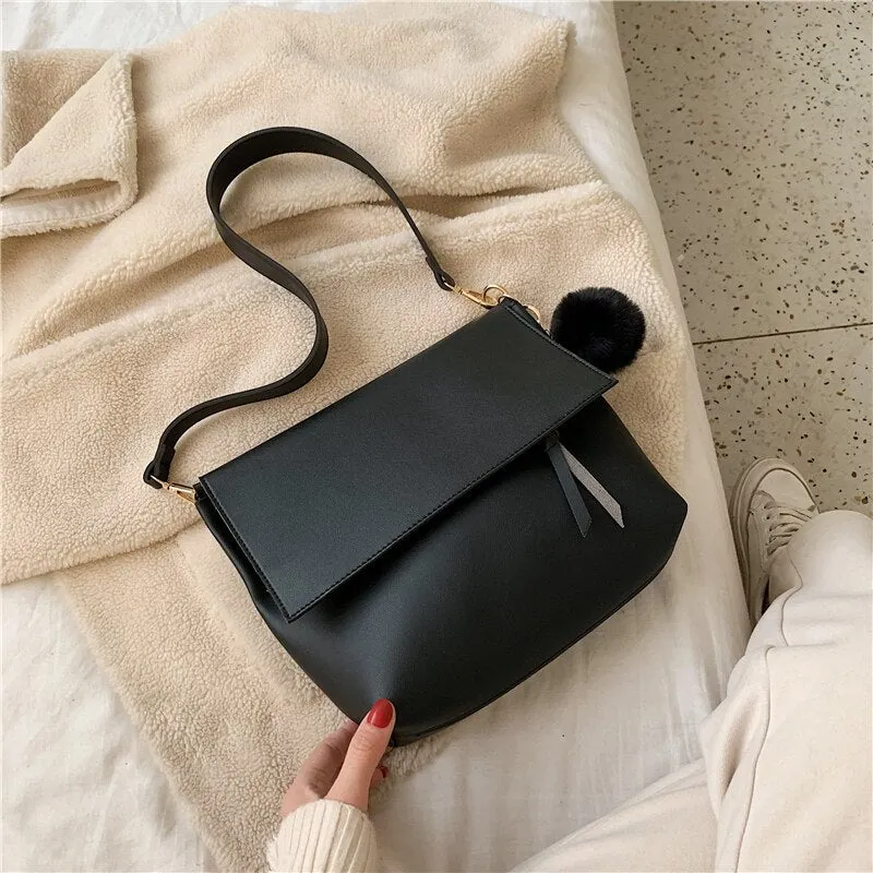 Back to College Solid color leather shoulder bag 2019 new ladies retro Messenger bag designer luxury handbag wallet ladies handbag