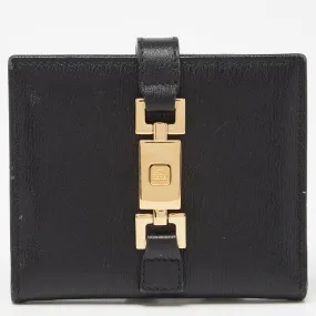 Black Leather Jackie Compact Wallet