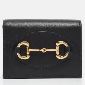 Black Leather Limited Edition Horsebit 1955 Compact Wallet