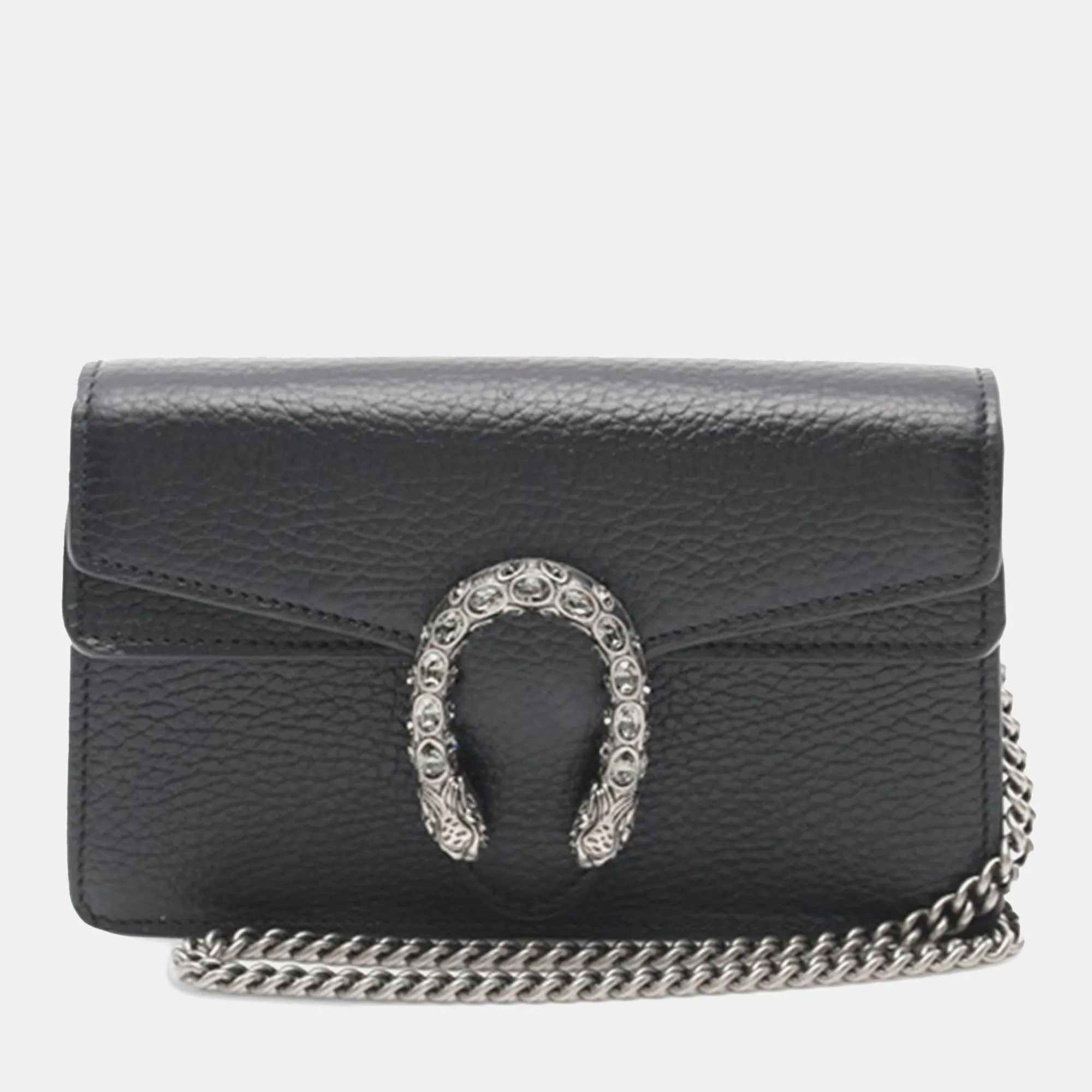 Black Leather Super Mini Dionysus Crossbody Bag