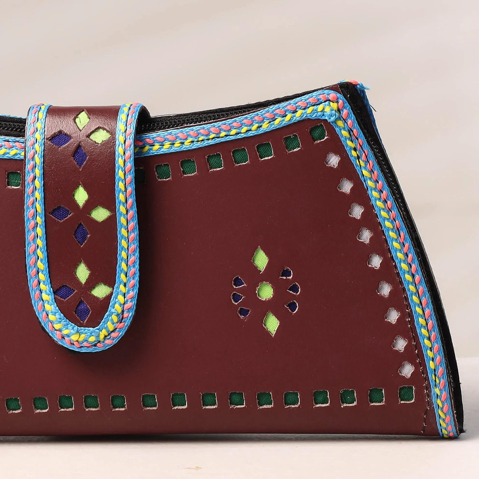 Brown - Handcrafted Kutch Leather Clutch / Wallet