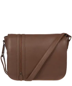 'Byron' Dark Chestnut Natural Leather Messenger Bag