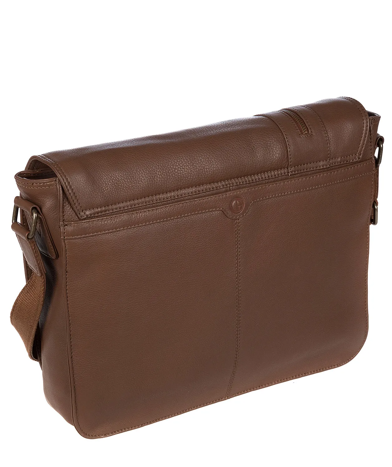 'Byron' Dark Chestnut Natural Leather Messenger Bag