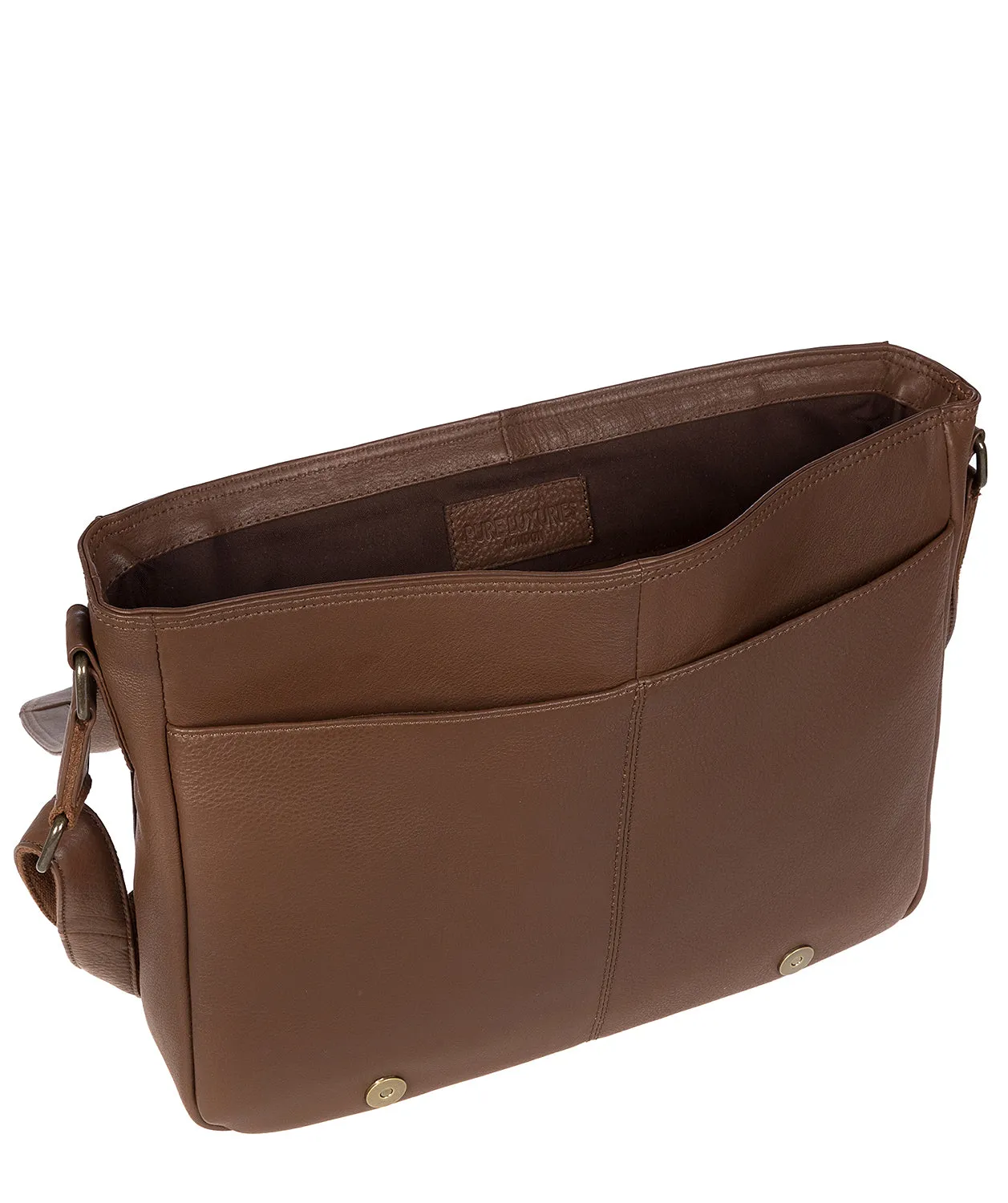 'Byron' Dark Chestnut Natural Leather Messenger Bag