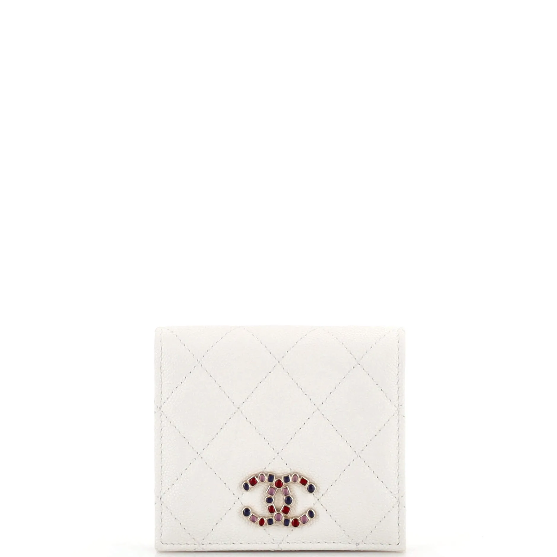 CHANEL Crystal CC Bifold Wallet Quilted Caviar Compact