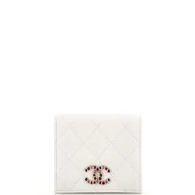 CHANEL Crystal CC Bifold Wallet Quilted Caviar Compact