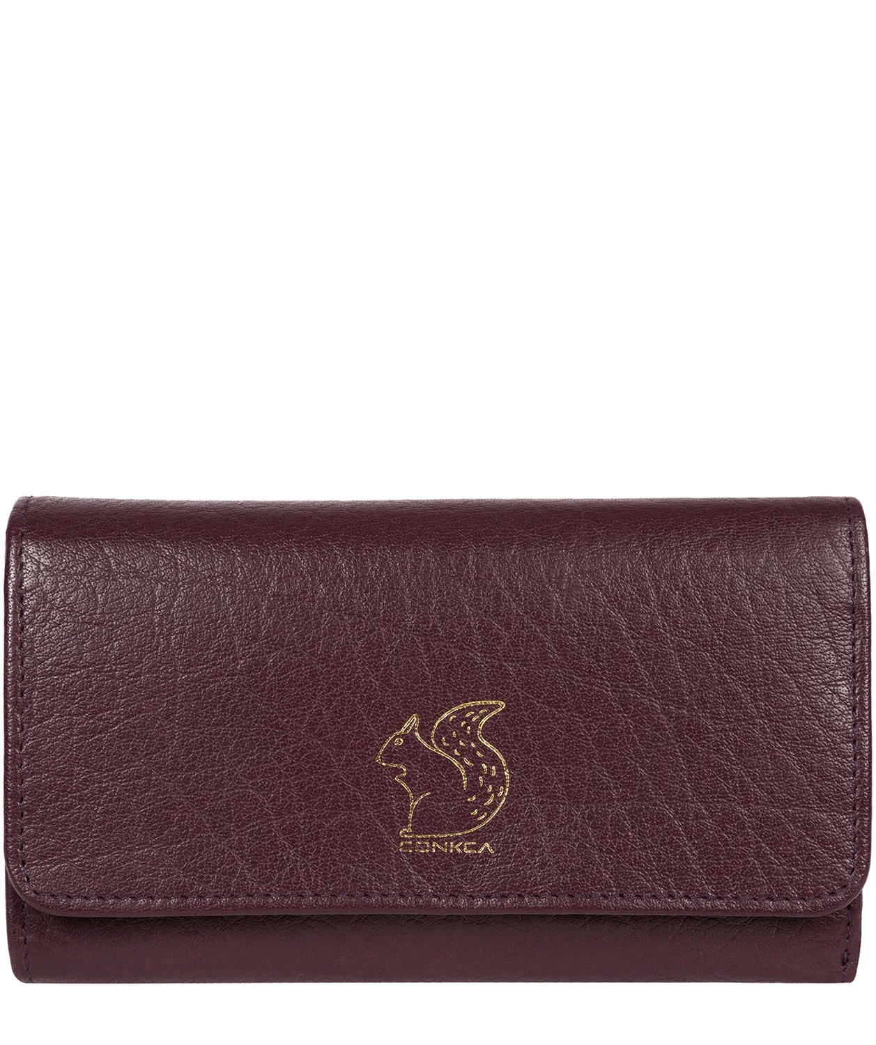 'Colleen' Plum Tri-Fold Leather Purse