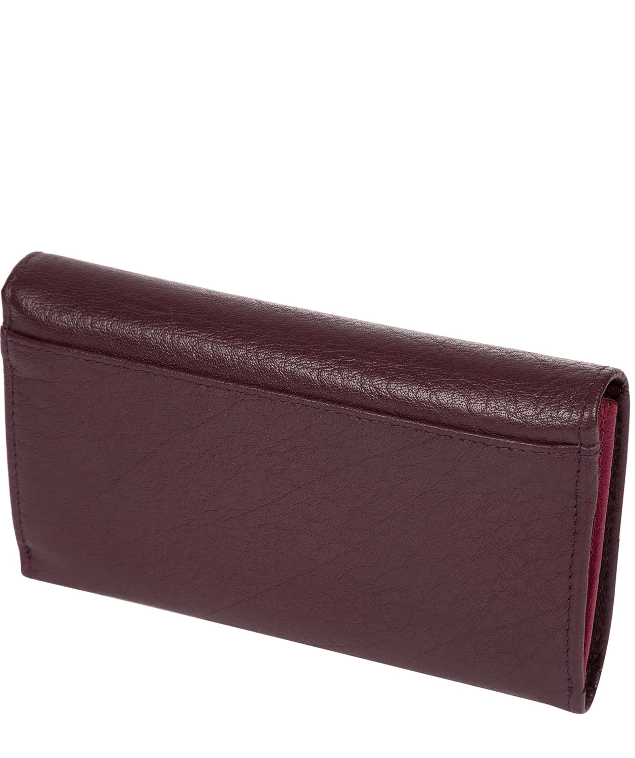 'Colleen' Plum Tri-Fold Leather Purse