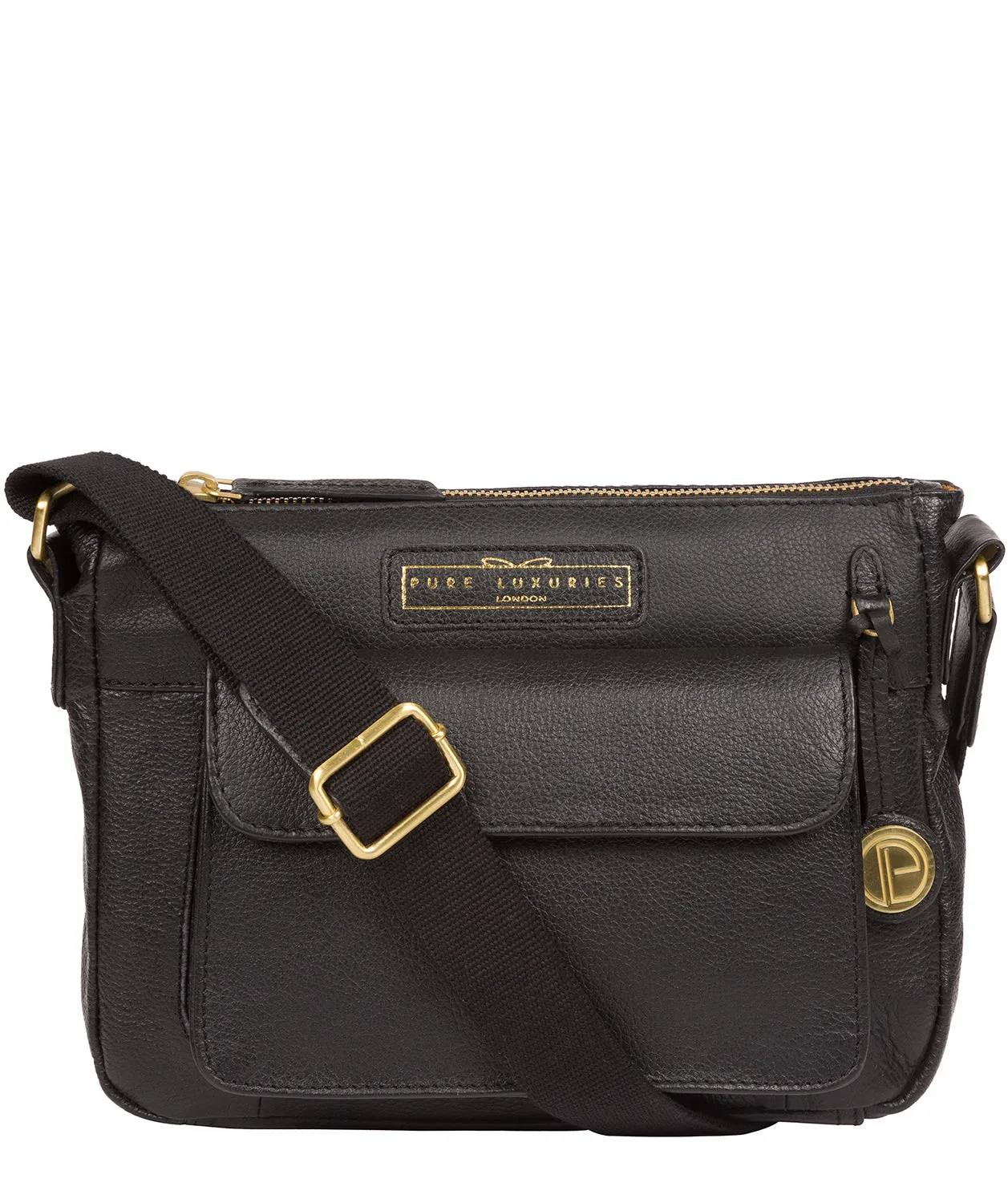 'Colton' Black & Gold Leather Cross Body Bag