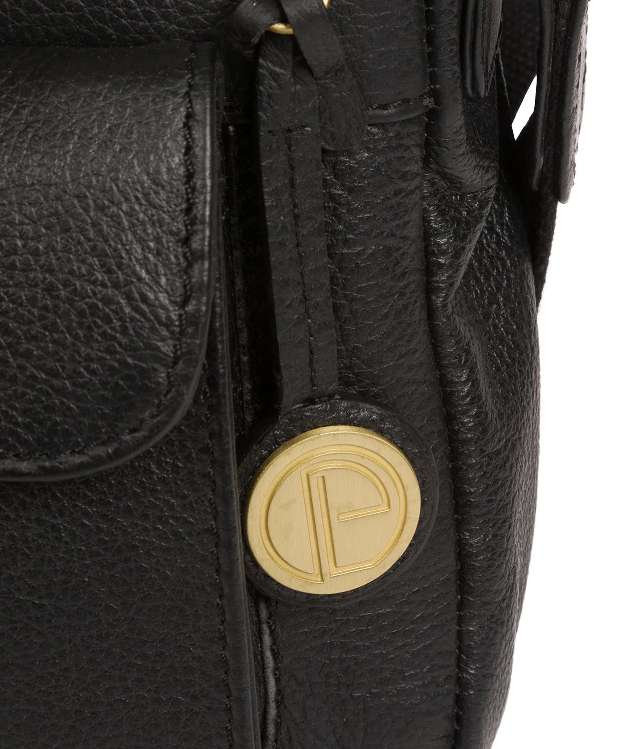 'Colton' Black & Gold Leather Cross Body Bag