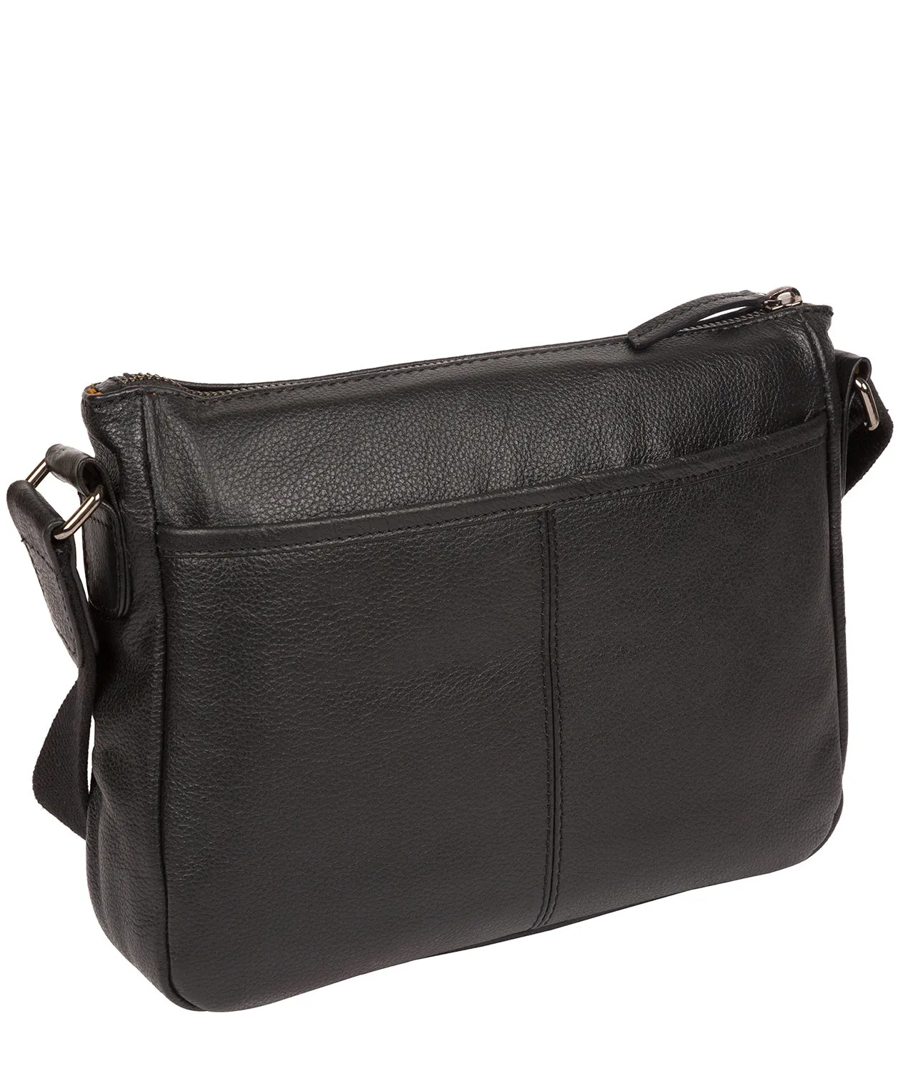 'Colton' Black & Silver Leather Cross Body Bag