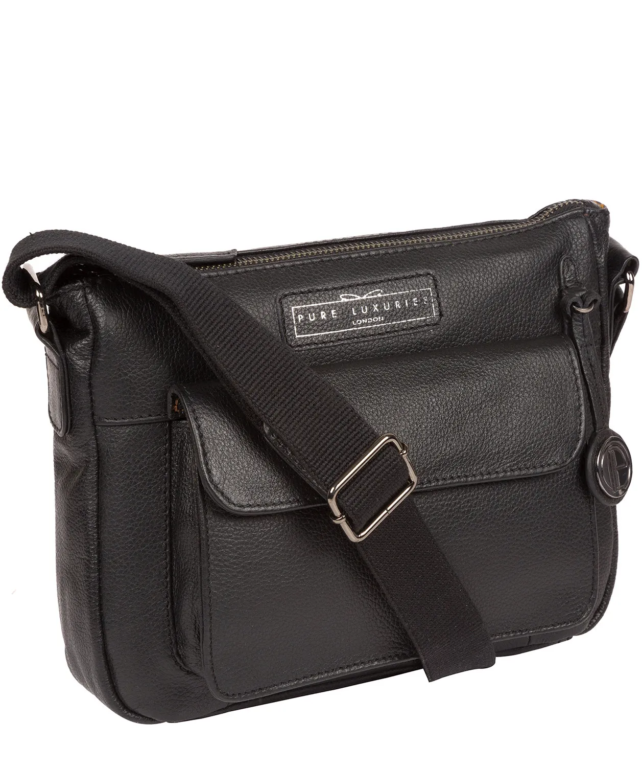 'Colton' Black & Silver Leather Cross Body Bag