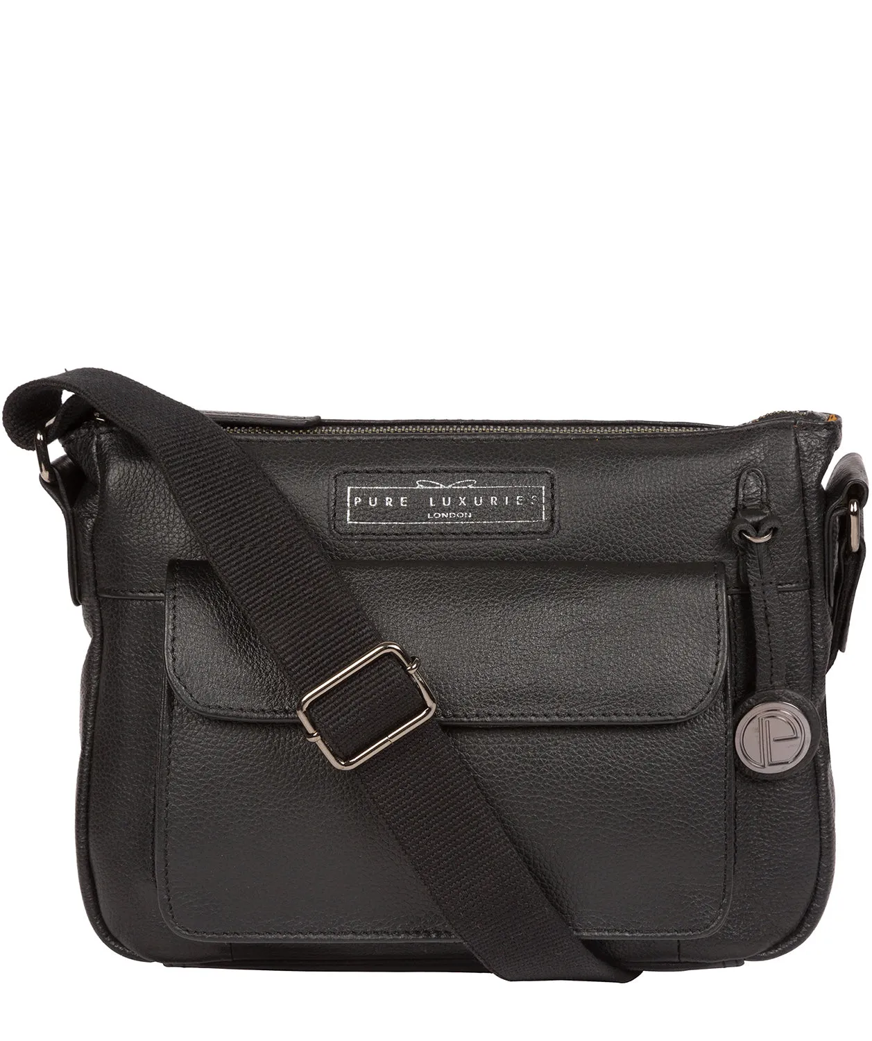 'Colton' Black & Silver Leather Cross Body Bag