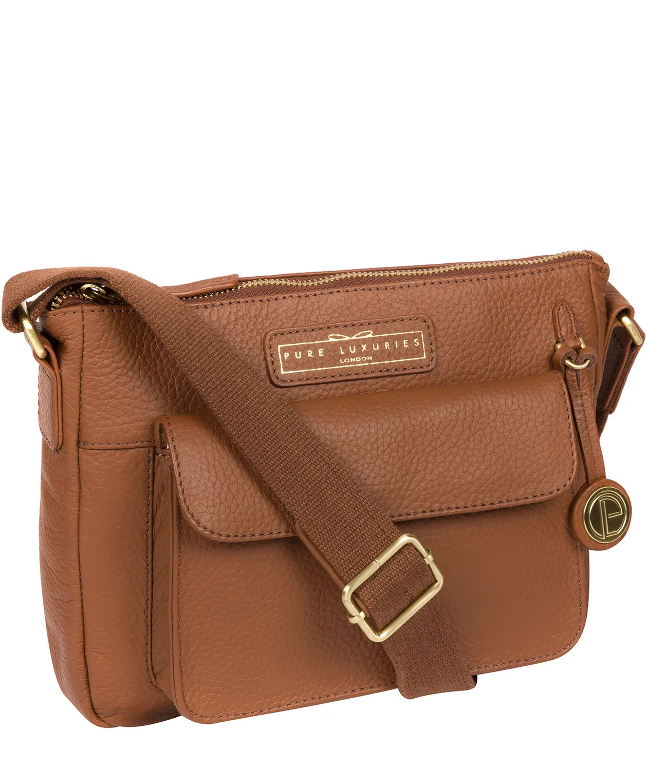 'Colton' Tan Leather Cross Body Bag