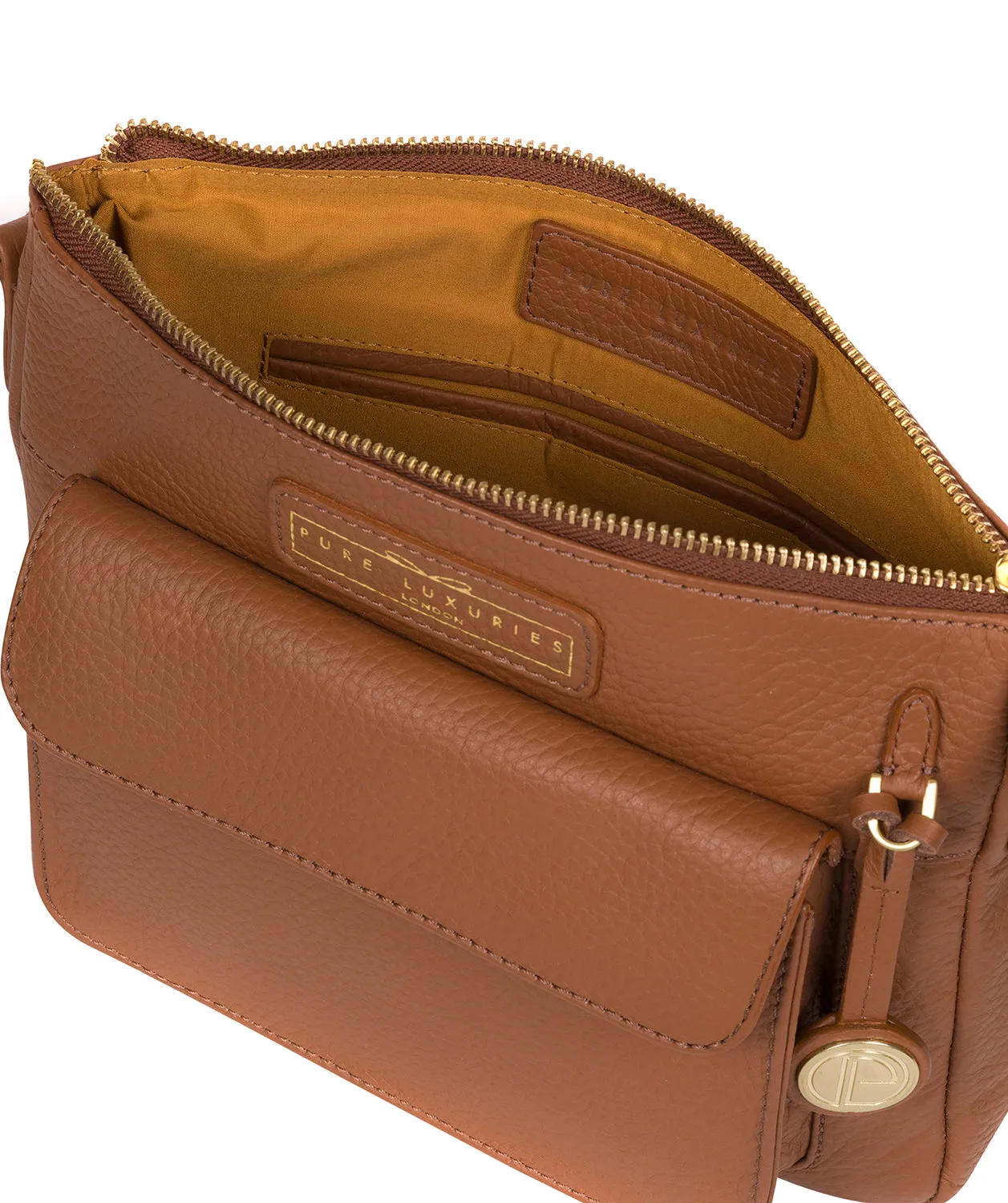 'Colton' Tan Leather Cross Body Bag