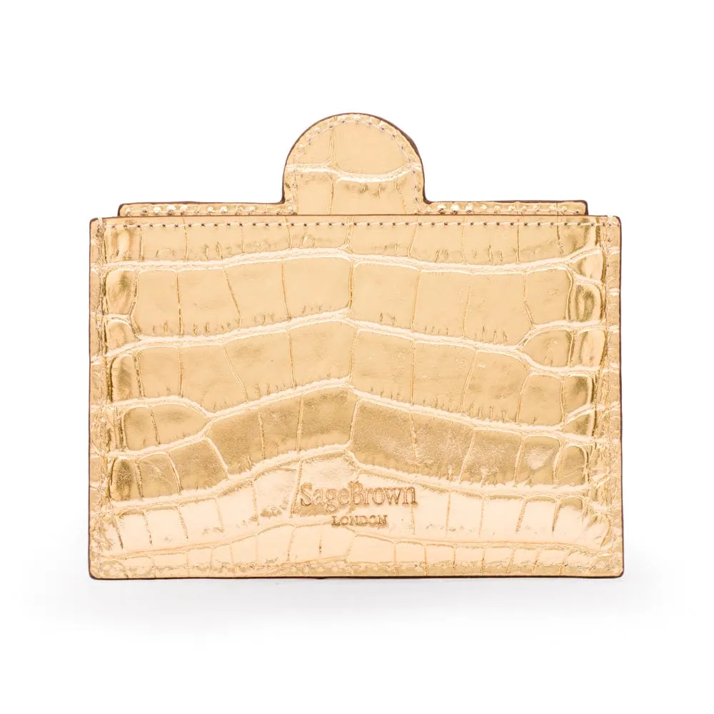 Compact Leather Mirror - Gold Croc