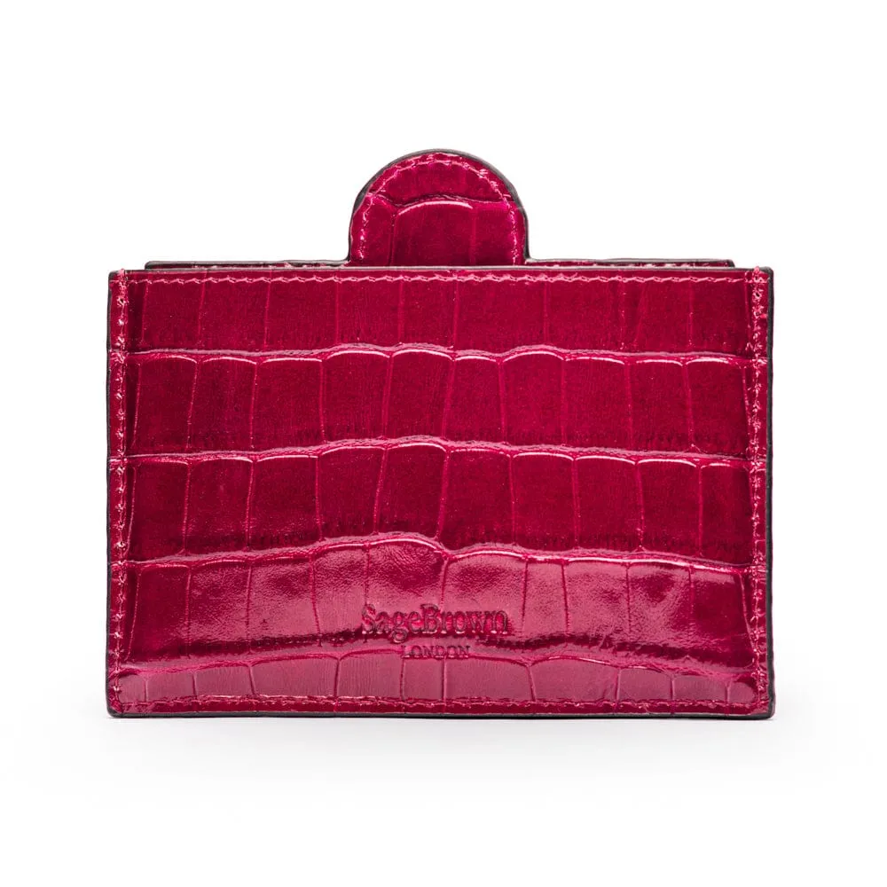 Compact Leather Mirror - Pink Croc