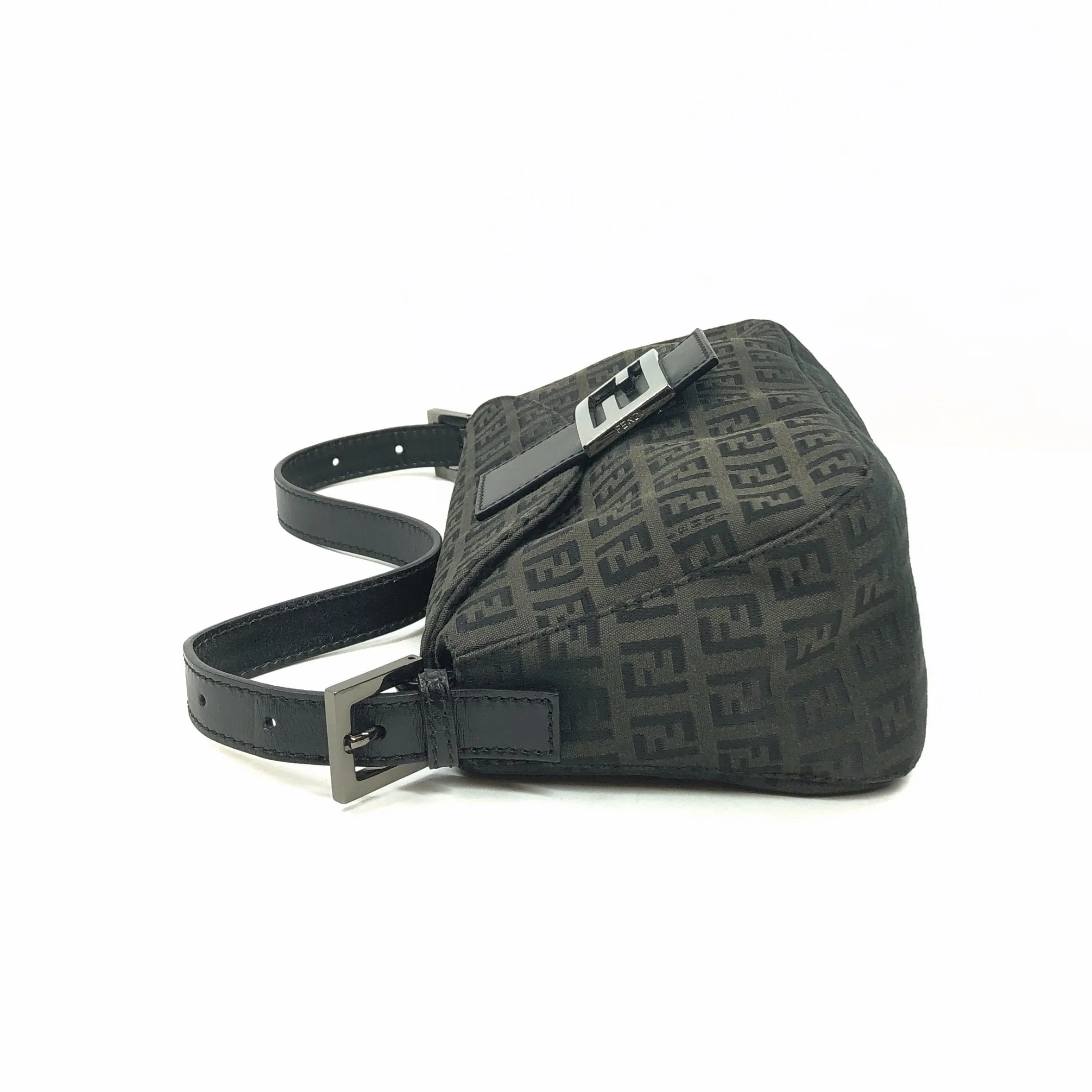 Fendi Zucchino Foldover Black Baguette PXL2332