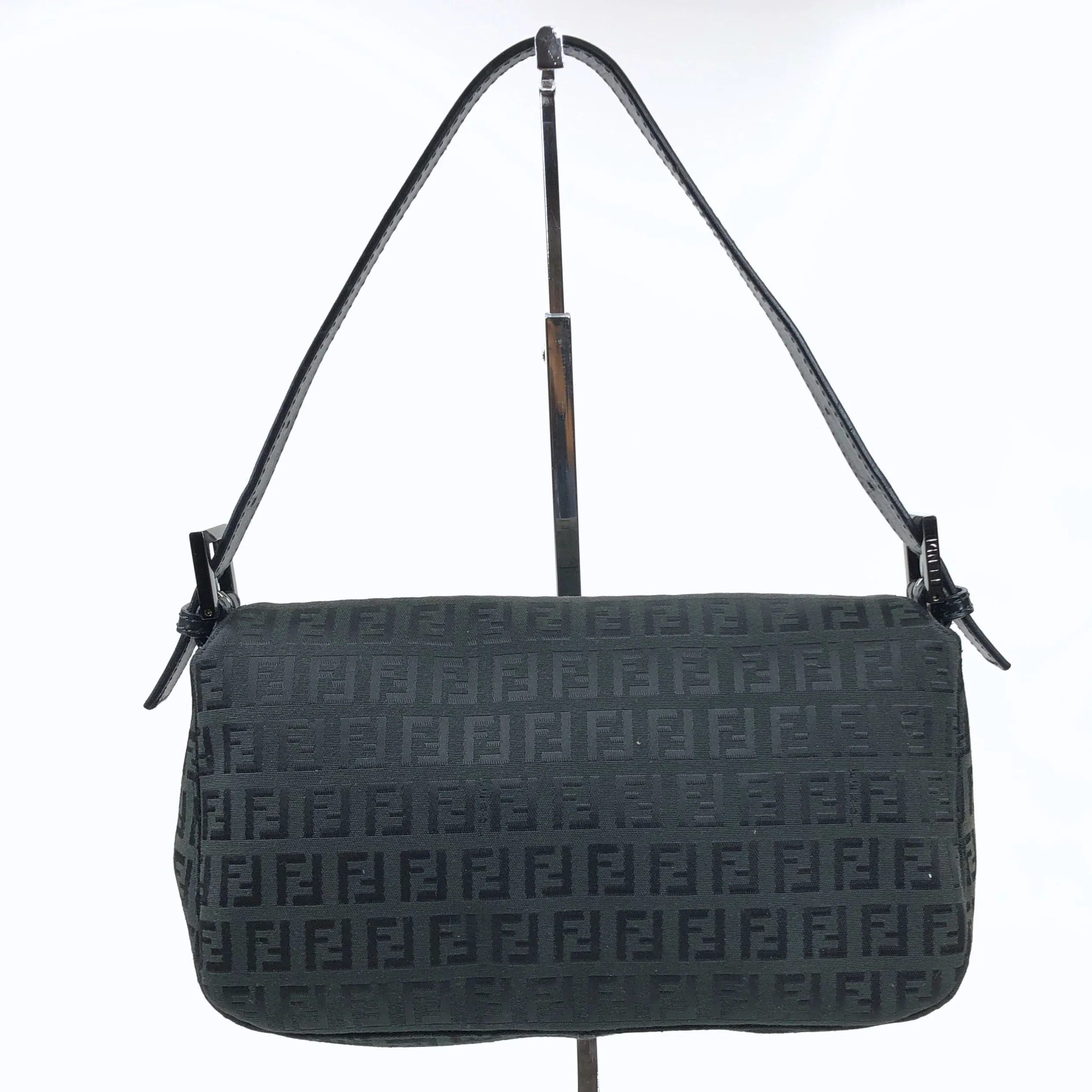 Fendi Zucchino Foldover Black Baguette PXL2332