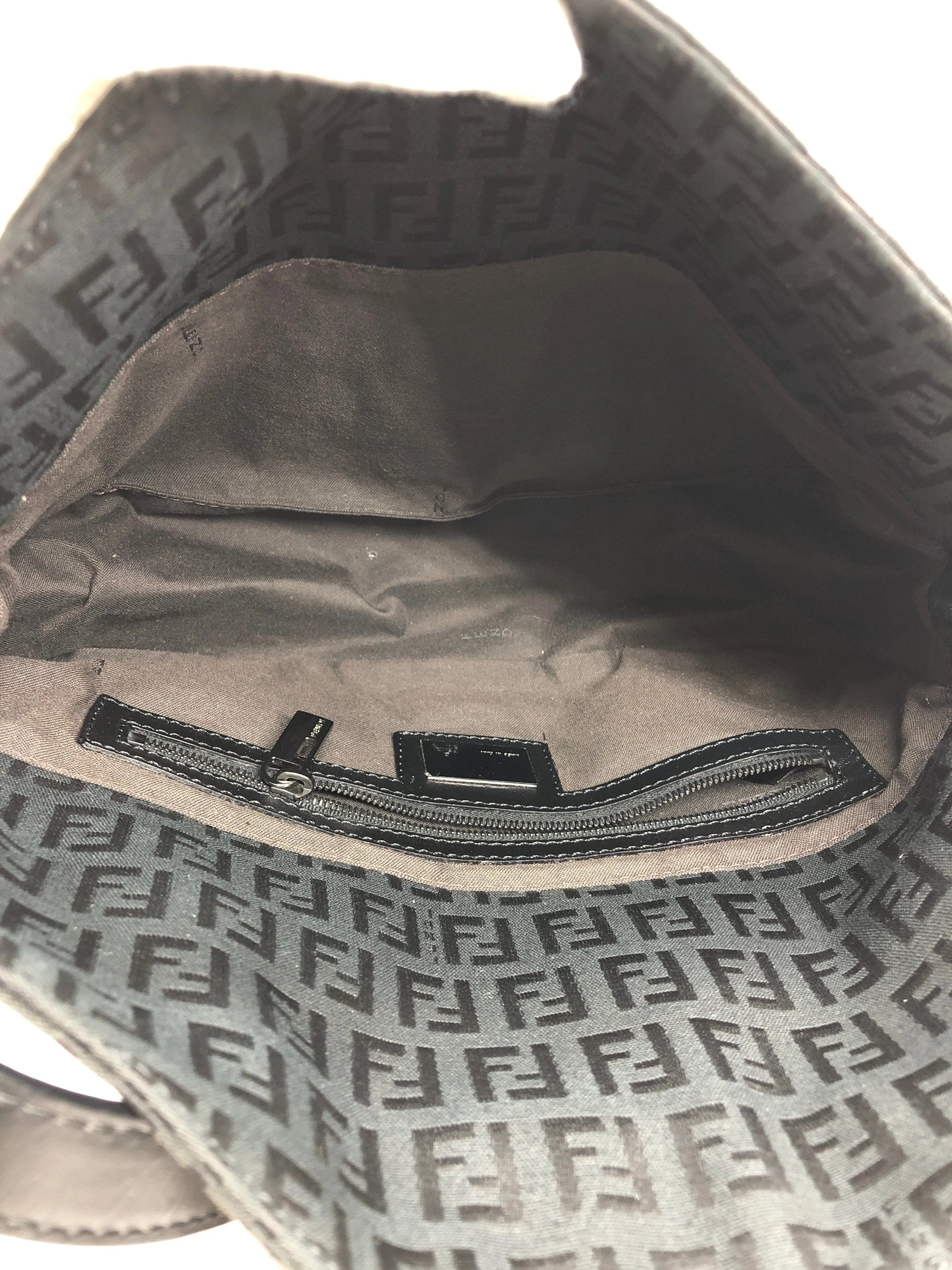 Fendi Zucchino Foldover Black Baguette PXL2332