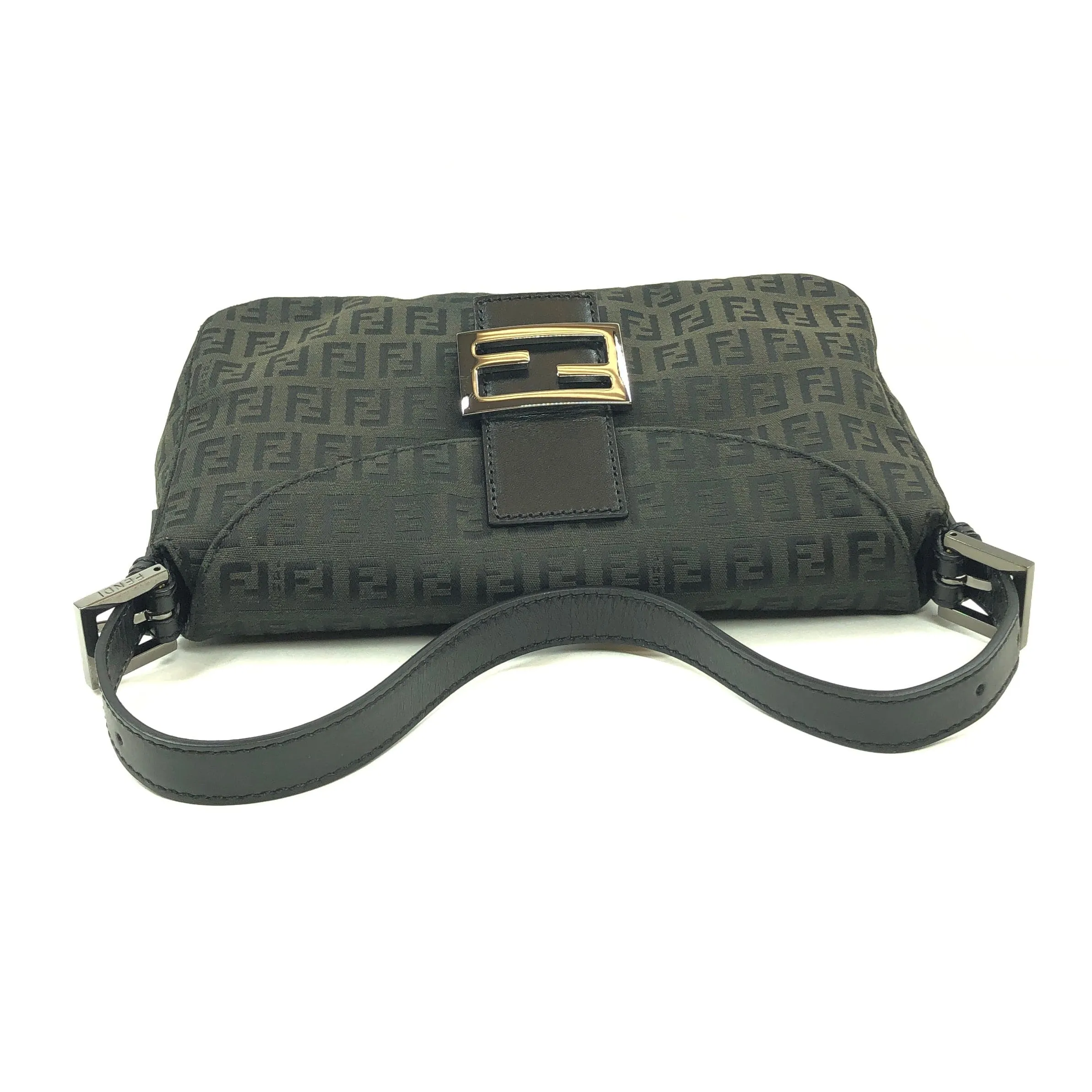 Fendi Zucchino Foldover Black Baguette PXL2332