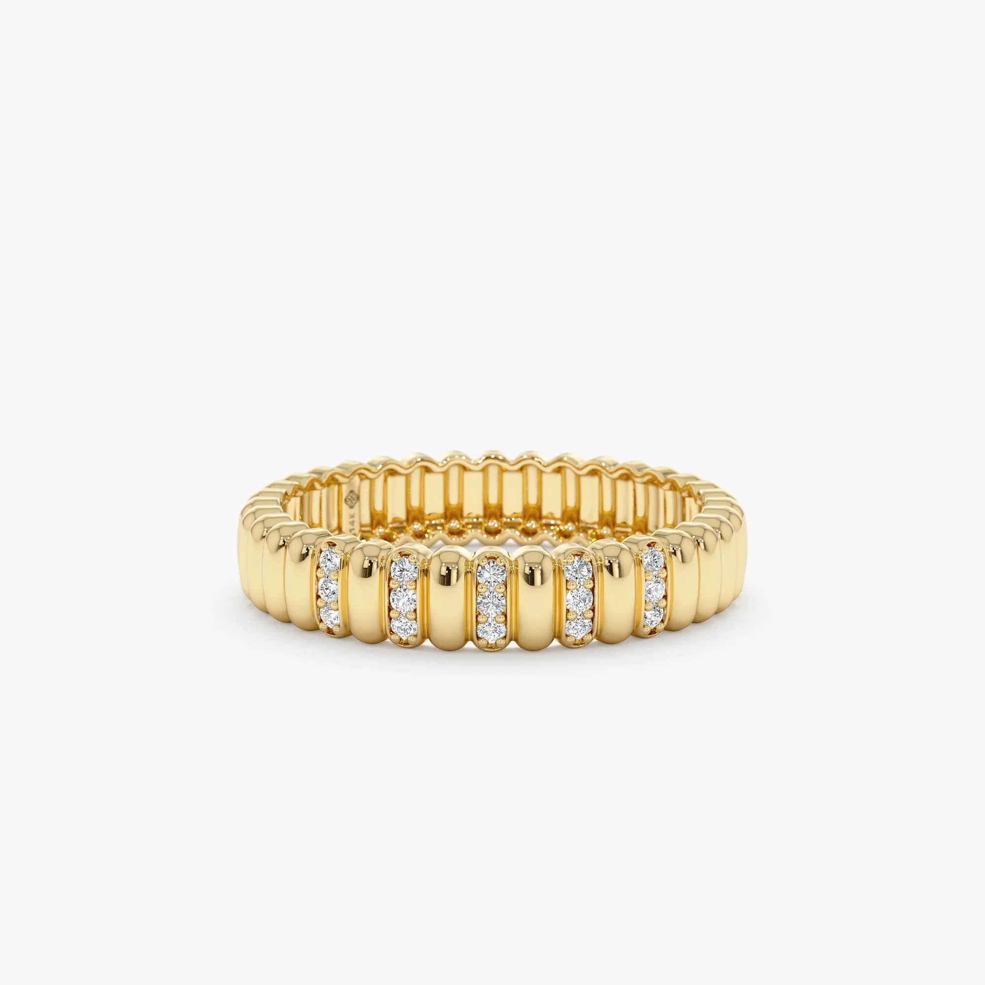 Fluted Design Diamond Wedding Band, Celia