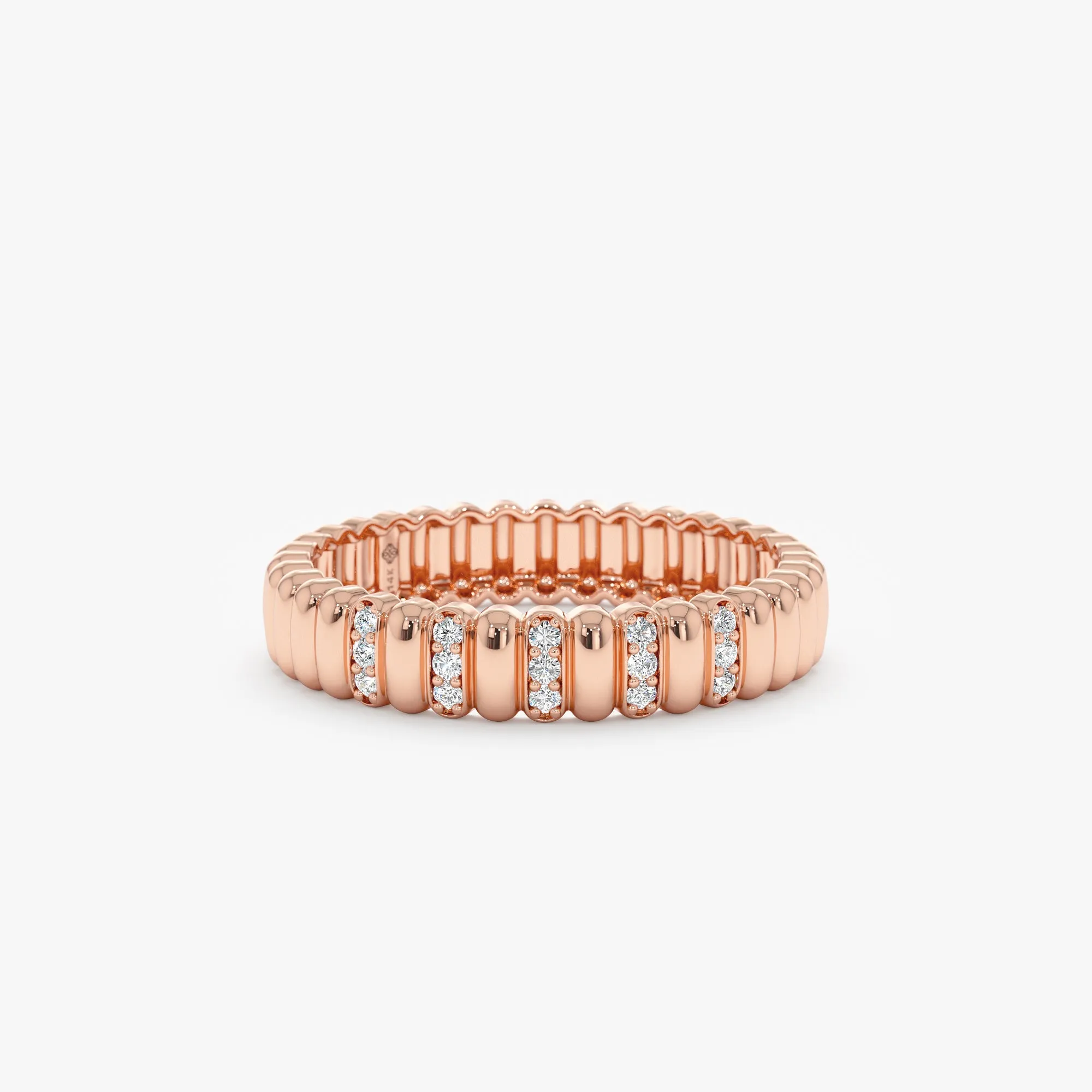 Fluted Design Diamond Wedding Band, Celia