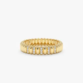 Fluted Design Diamond Wedding Band, Celia