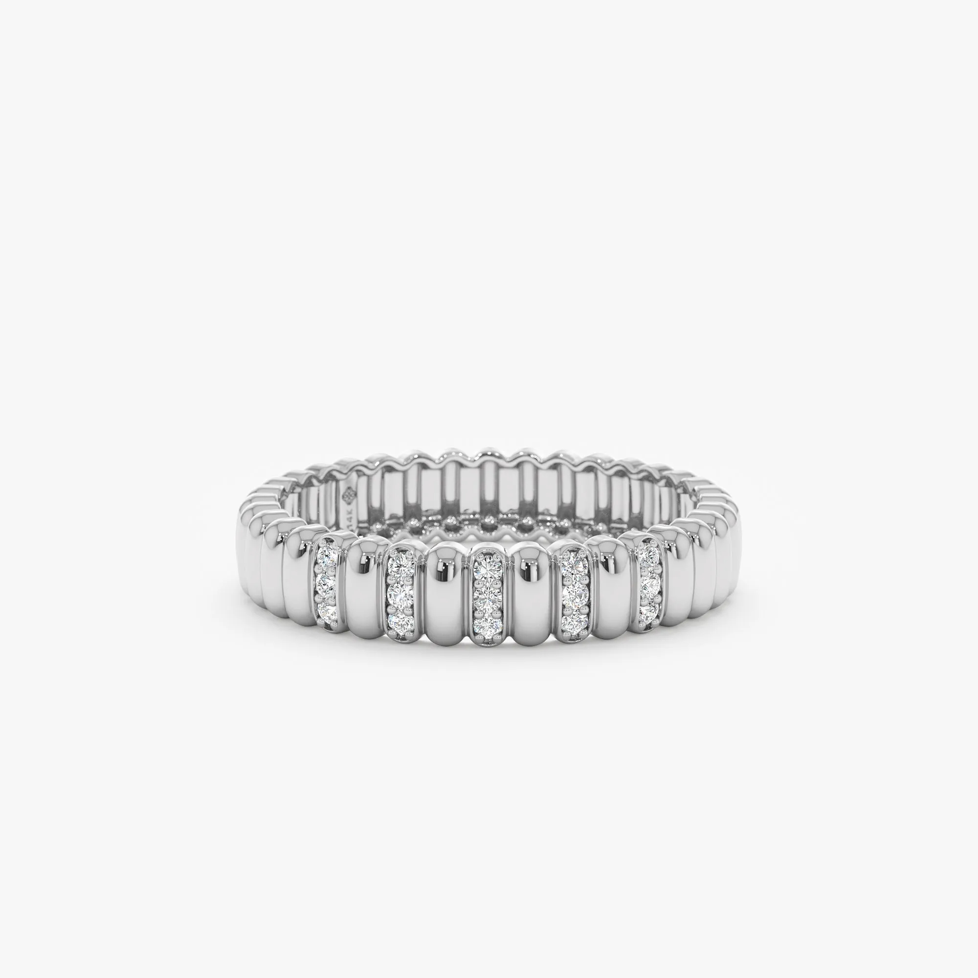 Fluted Design Diamond Wedding Band, Celia