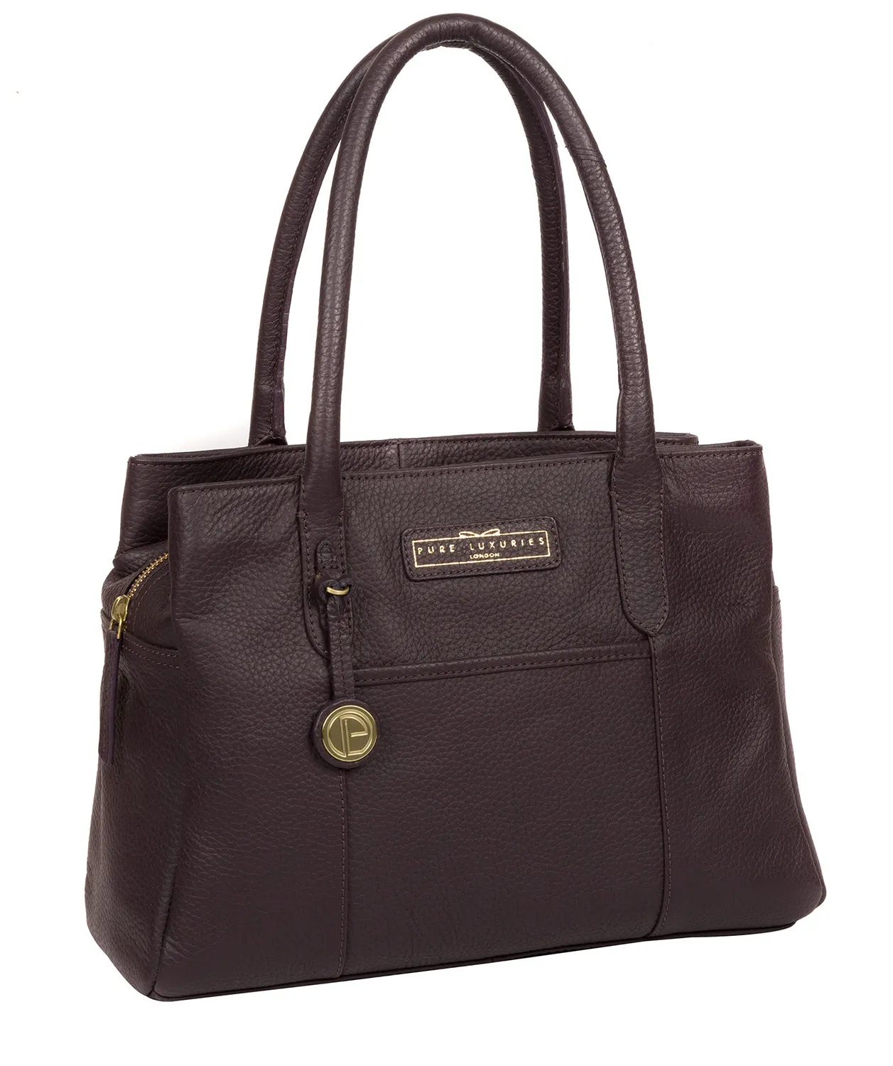 'Goldbourne' Plum Leather Handbag