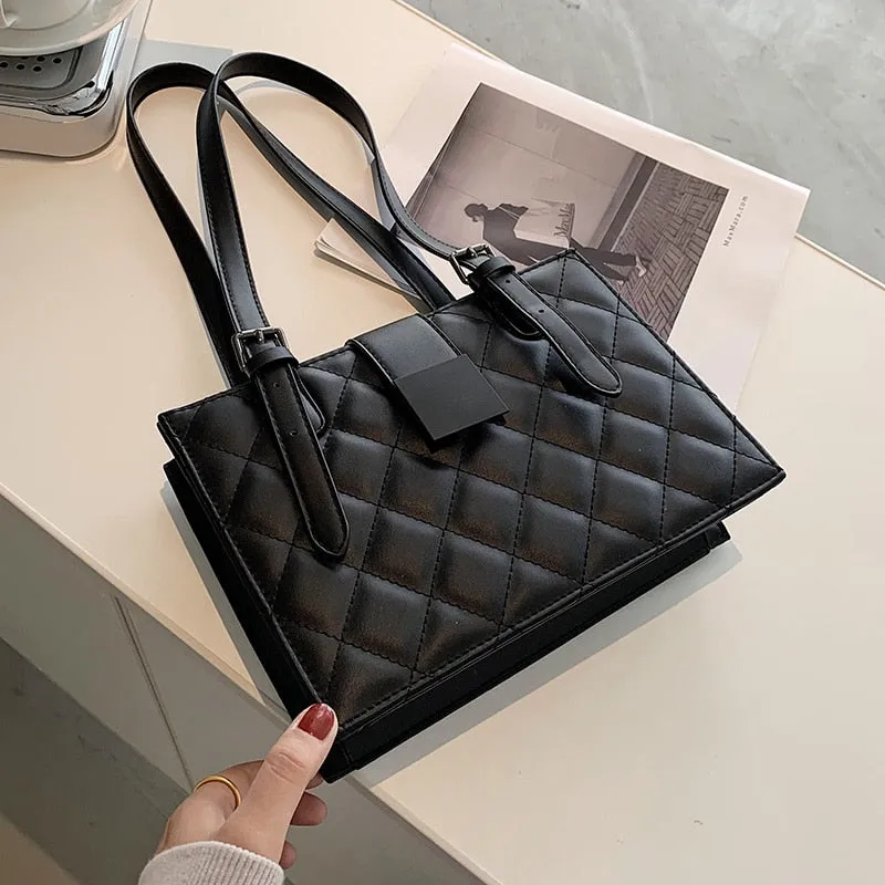 Lingge Small PU Leather Shoulder Bags for Women 2021 Winter Branded Luxury Black Handbags Trending Lux Fashion Hand Bag