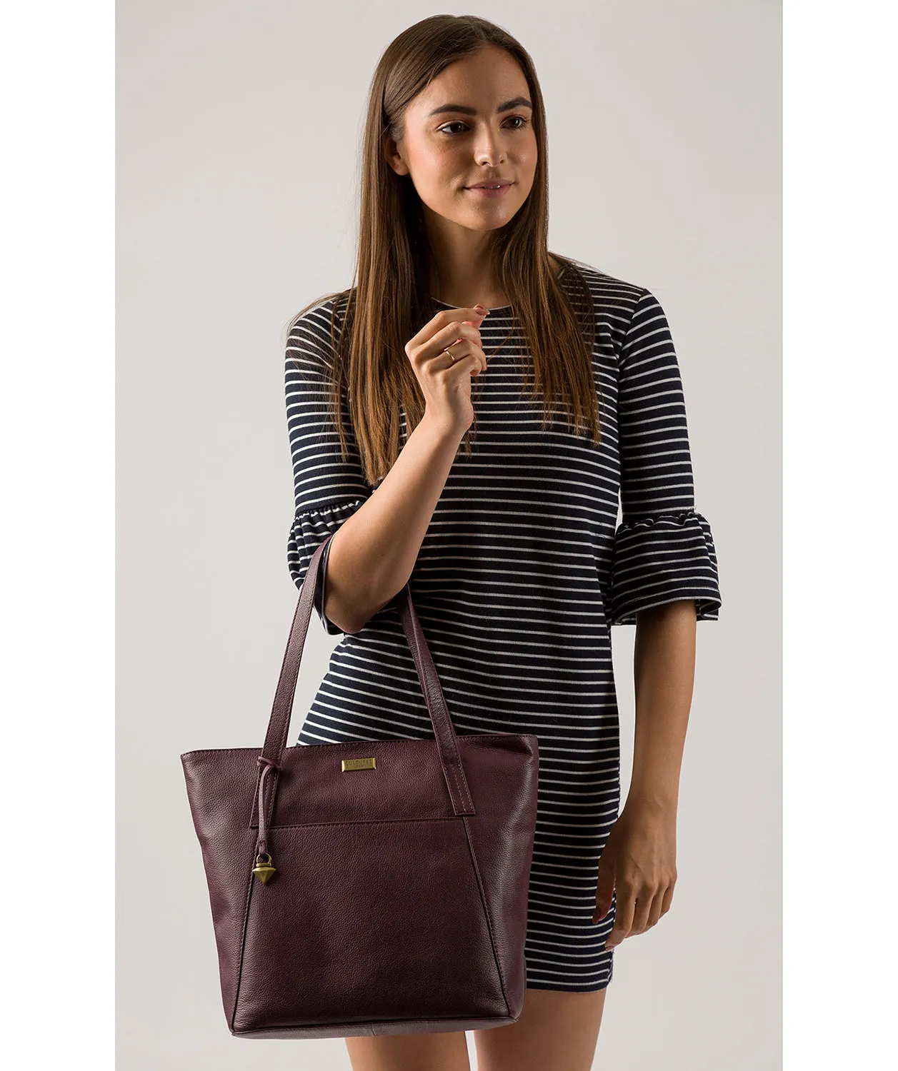 'Makayla' Fig Leather Tote Bag