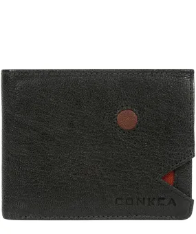 'Max' Black Bi-Fold Leather Wallet