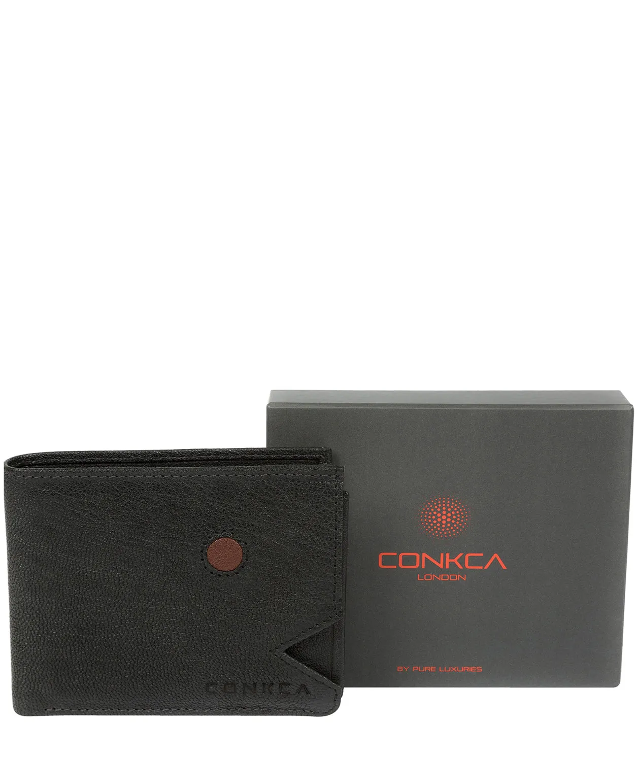 'Max' Black Bi-Fold Leather Wallet