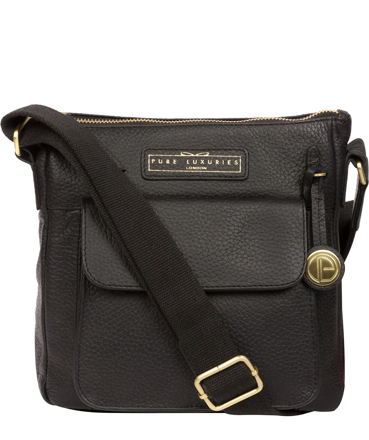 'Mayfield' Black & Gold Leather Cross Body Bag