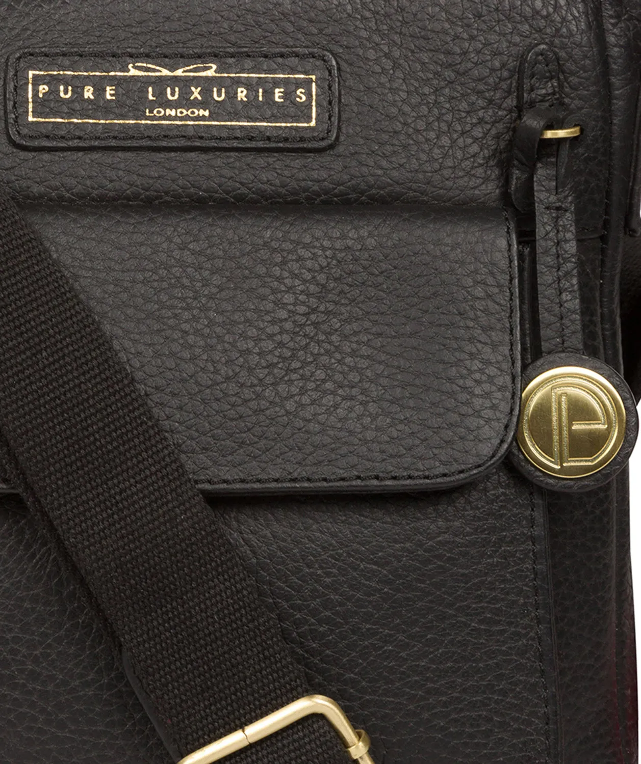 'Mayfield' Black & Gold Leather Cross Body Bag