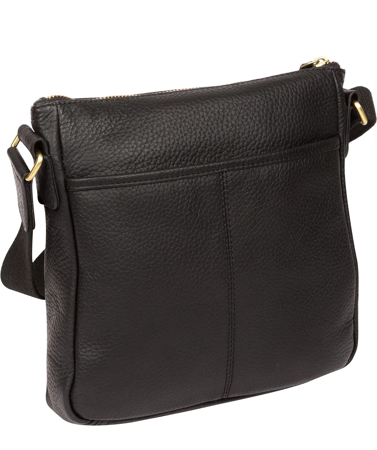 'Mayfield' Black & Gold Leather Cross Body Bag