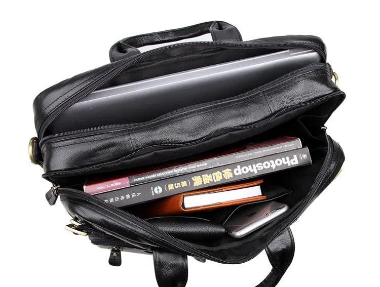 Modern Professional Genuine Leather Black Briefcase