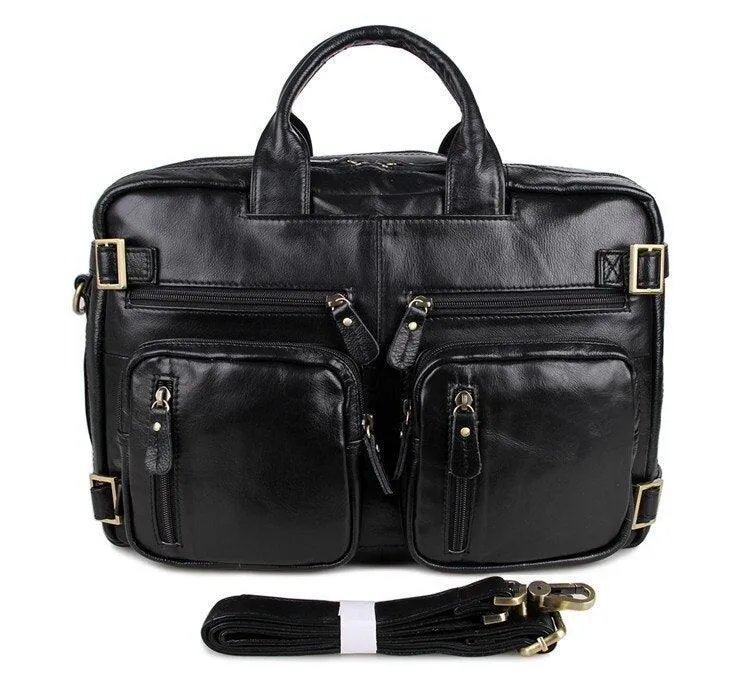 Modern Professional Genuine Leather Black Briefcase