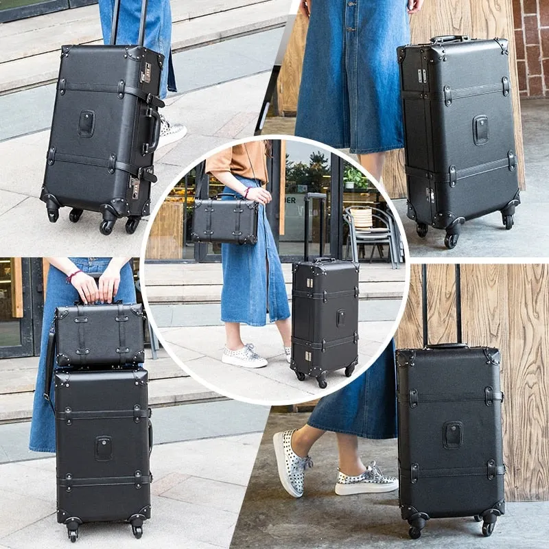 Retro Design High Grade Strong Sturdy Trolley Boarding Waterproof Suitcase