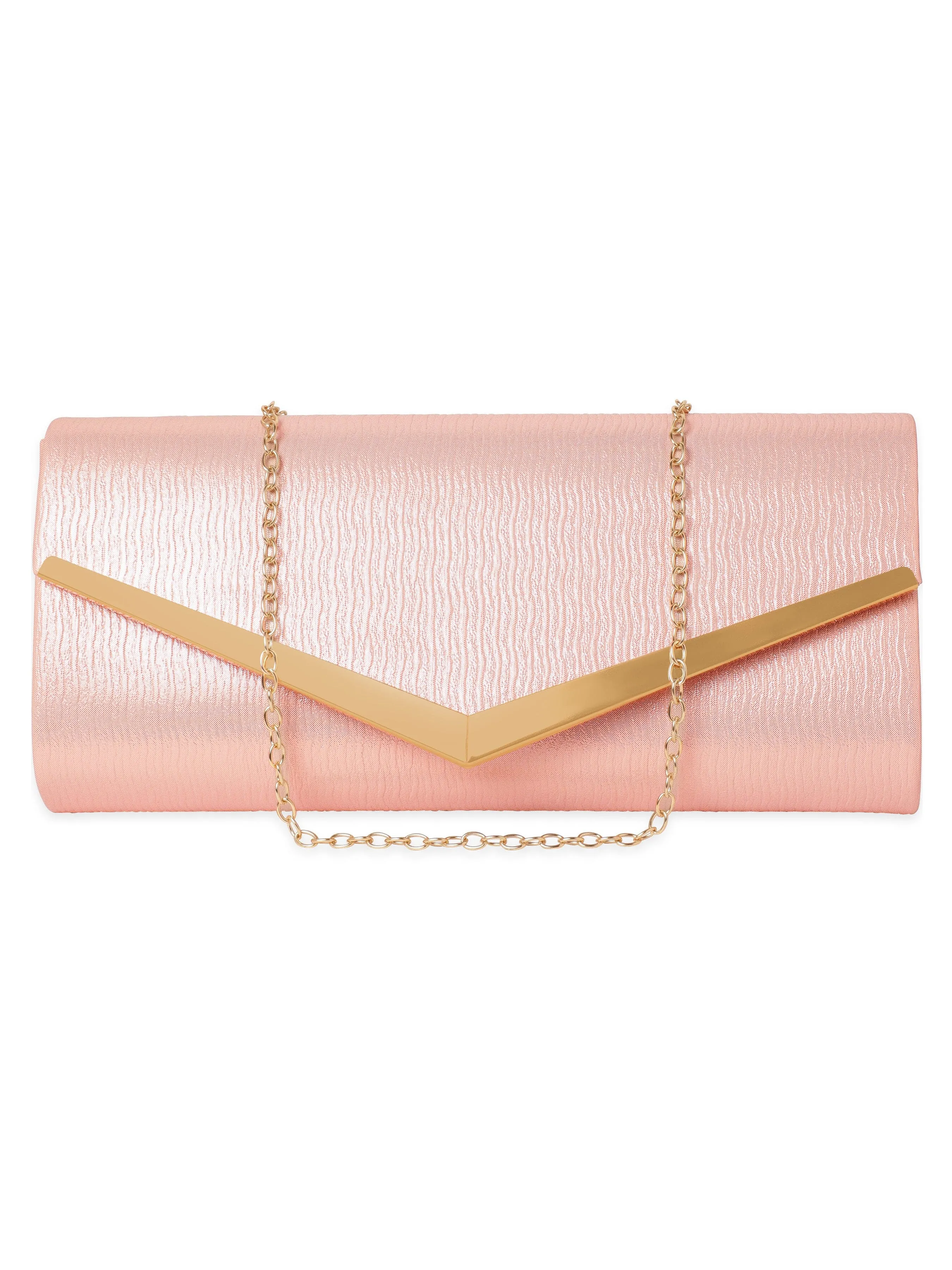 Rubans Elegance in Peach Handcrafted Peach Clutch Bag