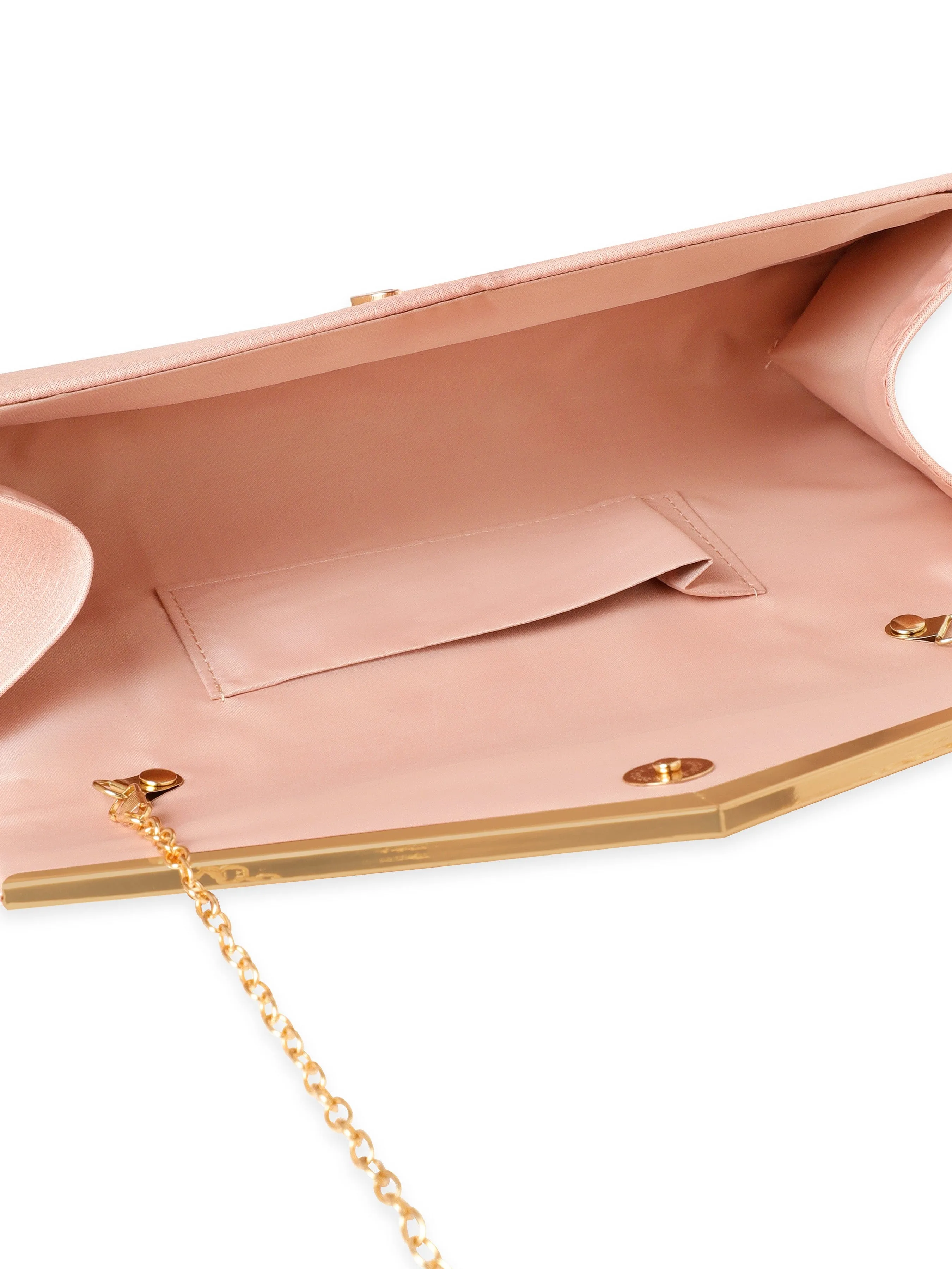 Rubans Elegance in Peach Handcrafted Peach Clutch Bag