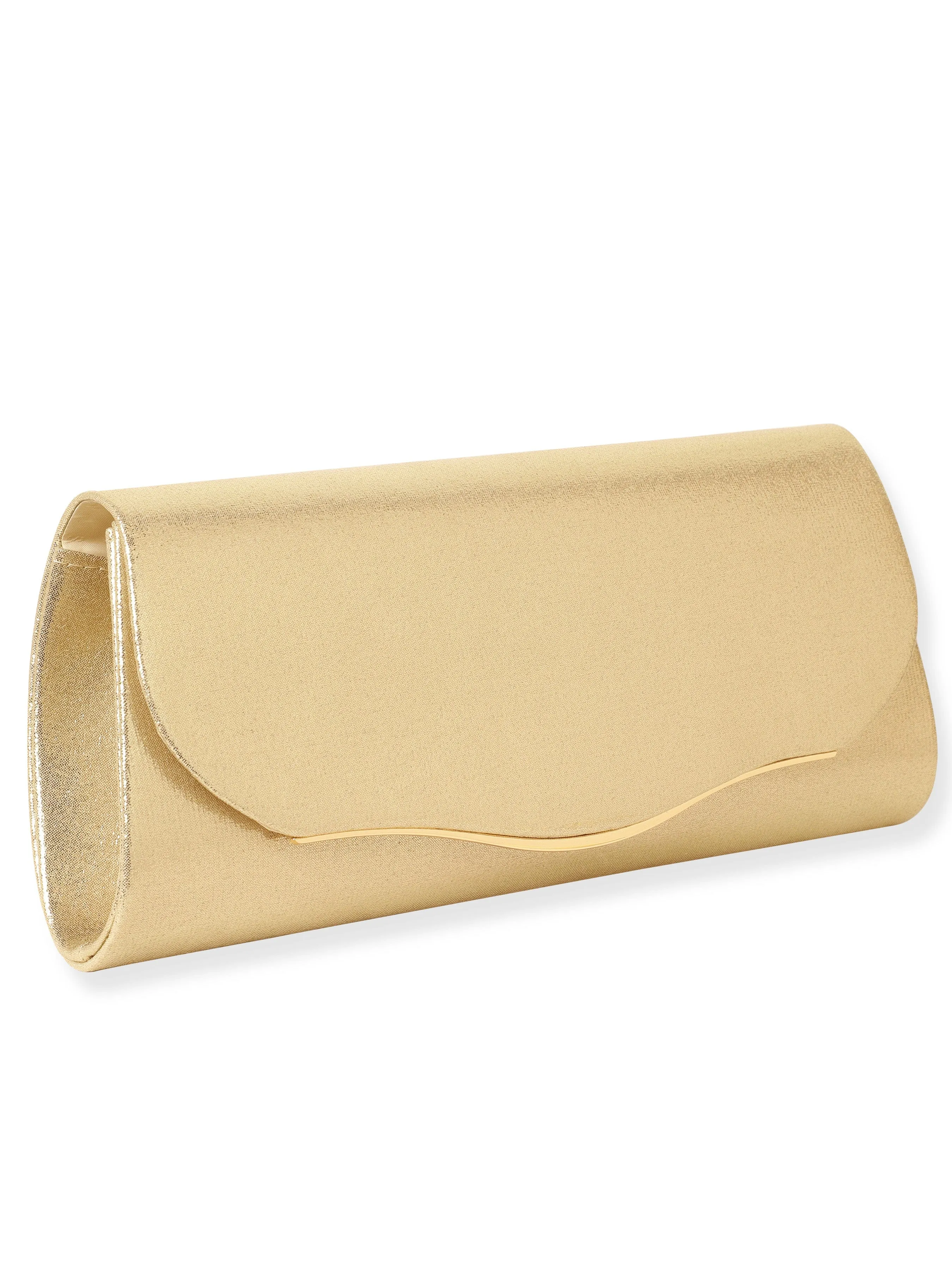 Rubans Radiant Sophistication Handcrafted Champagne Glossy Finish Clutch Bag