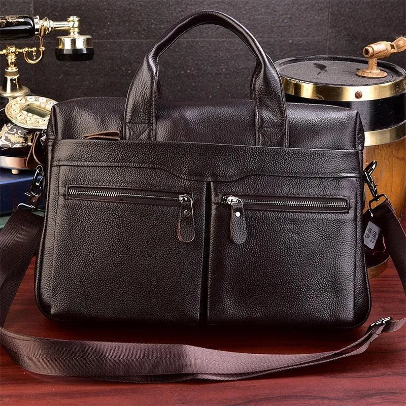 Small Genuine Leather Travel-Friendly Briefcase Messenger