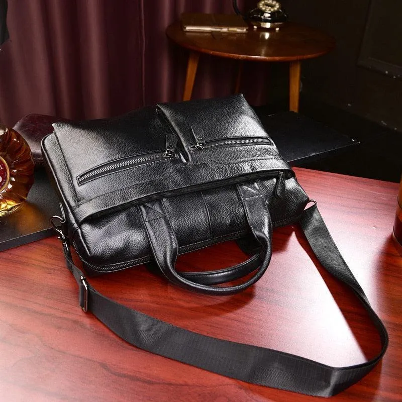 Small Genuine Leather Travel-Friendly Briefcase Messenger